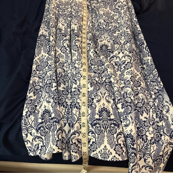 Hyacinth House Maxi Tuckernuck Navy Scroll Print Toula Linen Keyhole Dress XS - Picture 15 of 15